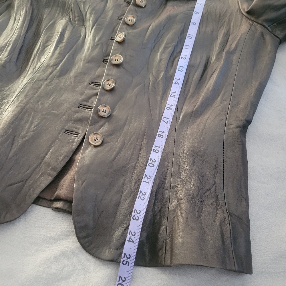 Danier Chocolate Brown Vintage Genuine Leather Jacket Blazer Womens Size M - Picture 12 of 13